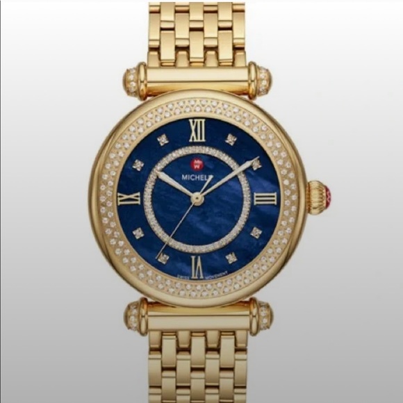 Michele Caber Mid Diamond watch Gold/Blue - Picture 14 of 14